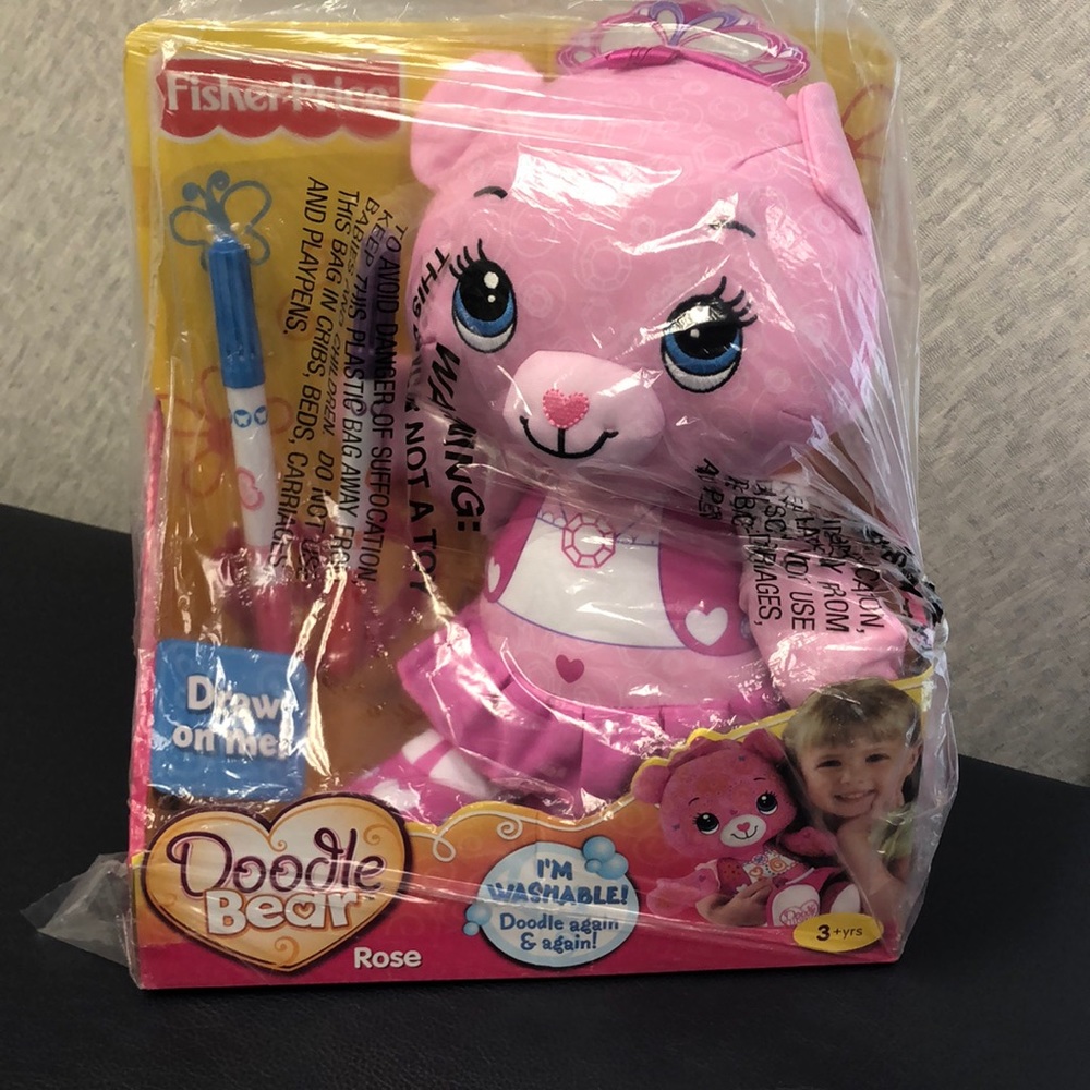 Fisher-Price 15" PINK Doodle Bear Plush Write-On and washable and doodle again.